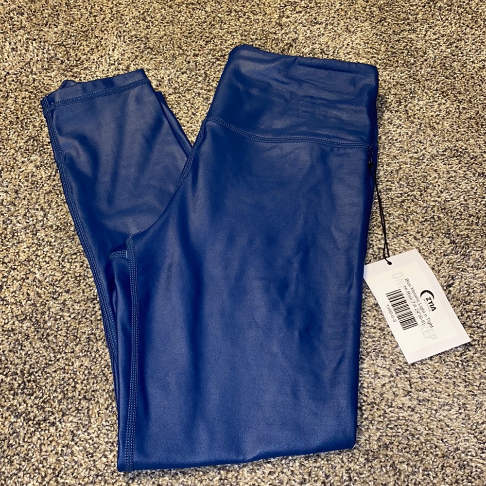 ZYIA Blue Metallic Light N Tights NWT